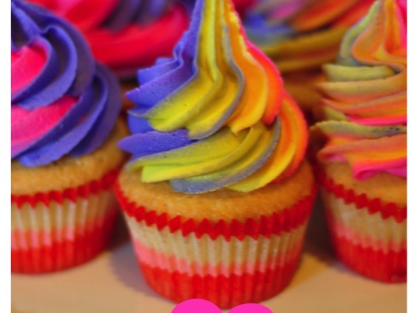 Rainbow swirl cupcake