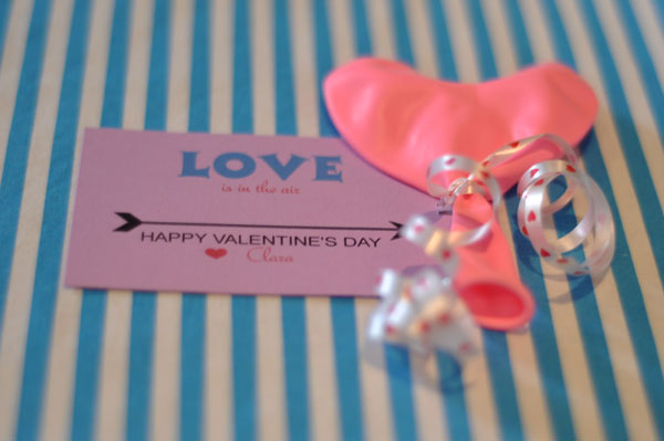 valentine card balloon and candy
